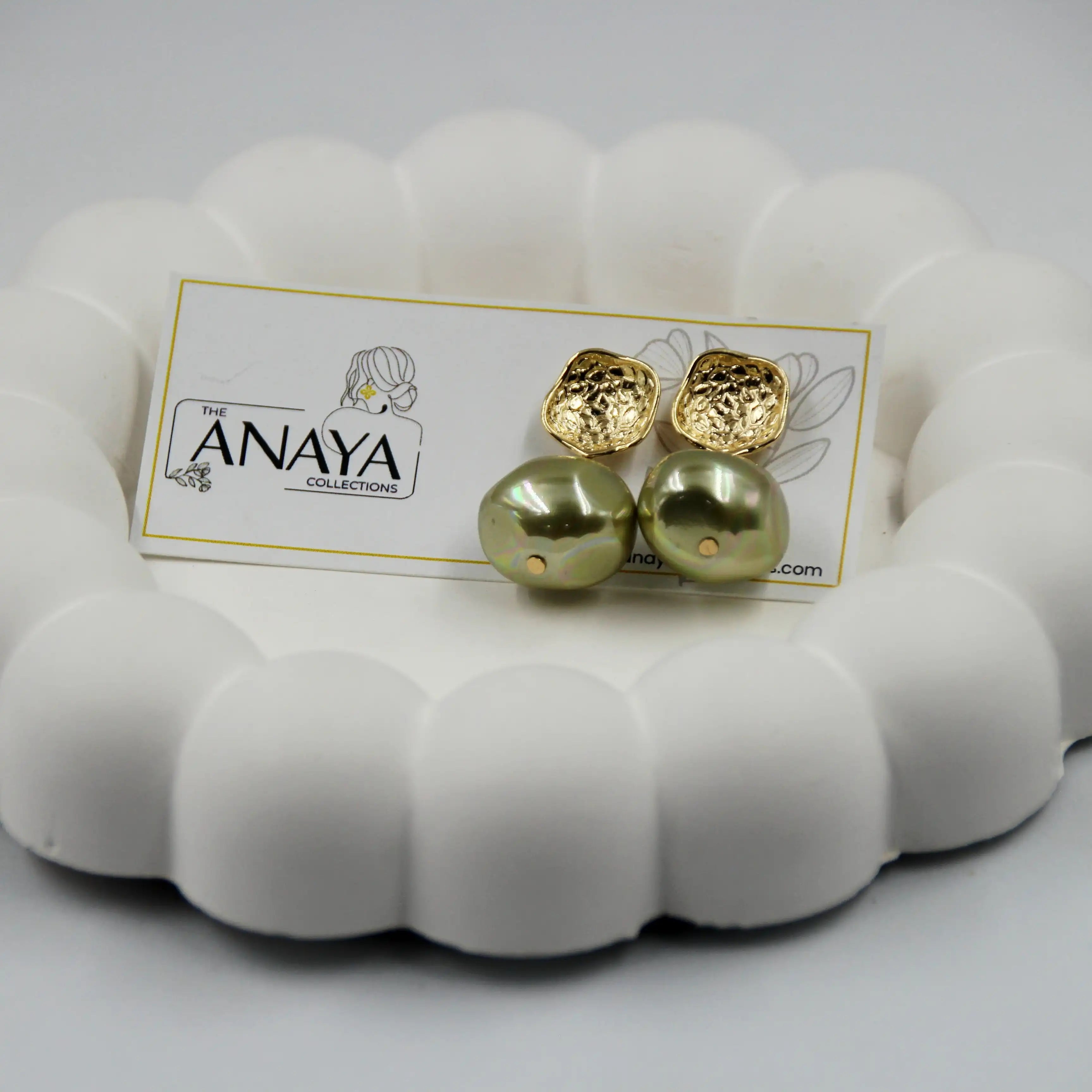 Uncut Shell Pearl Earrings