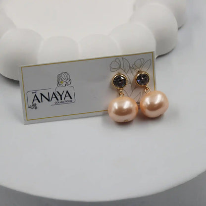 Uncut Shell Pearl Earrings with Diamond