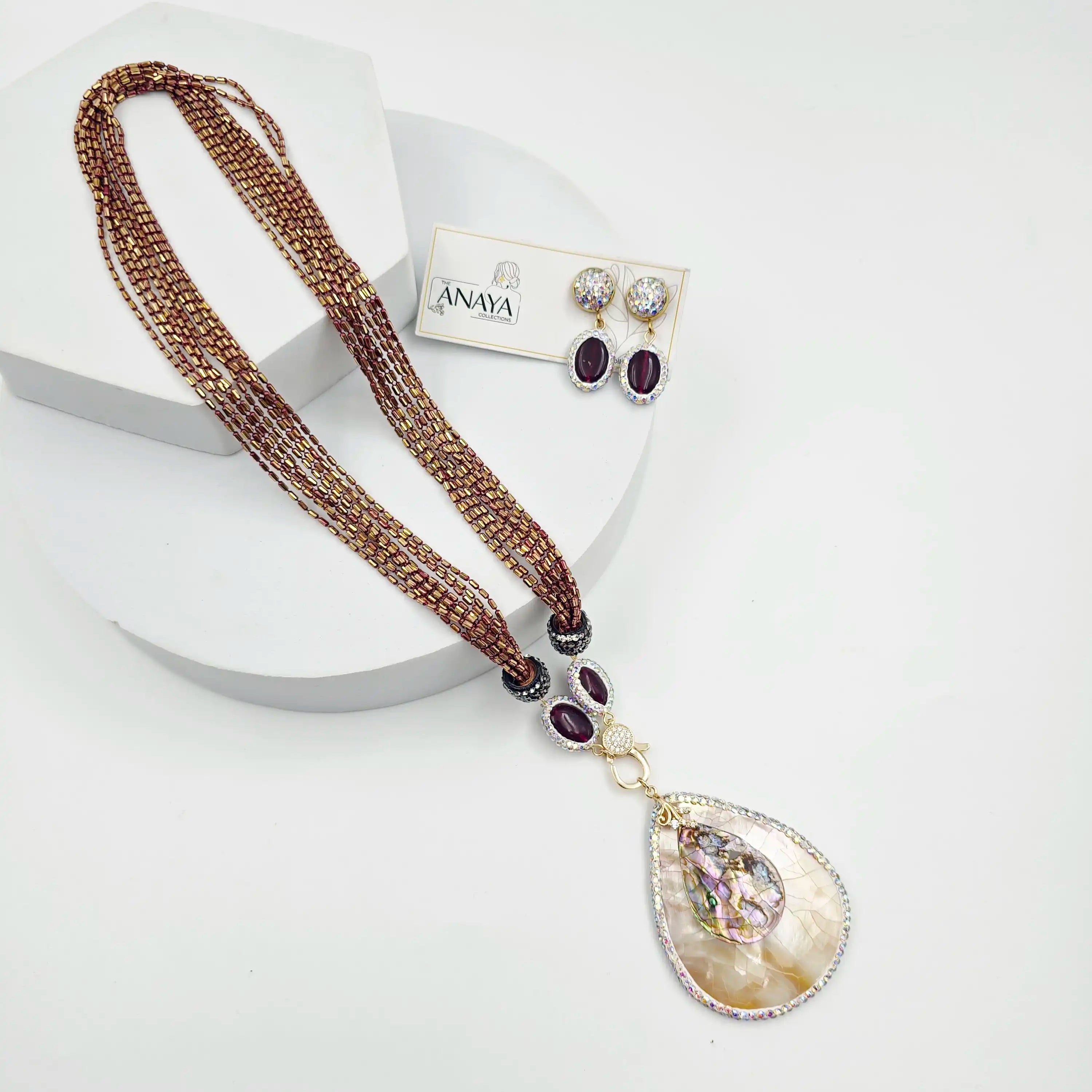 Pear Shaped Pendant with Italian Grace Mop Luxury Set
