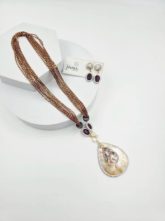 Pear Shaped Pendant with Italian Grace Mop Luxury Set