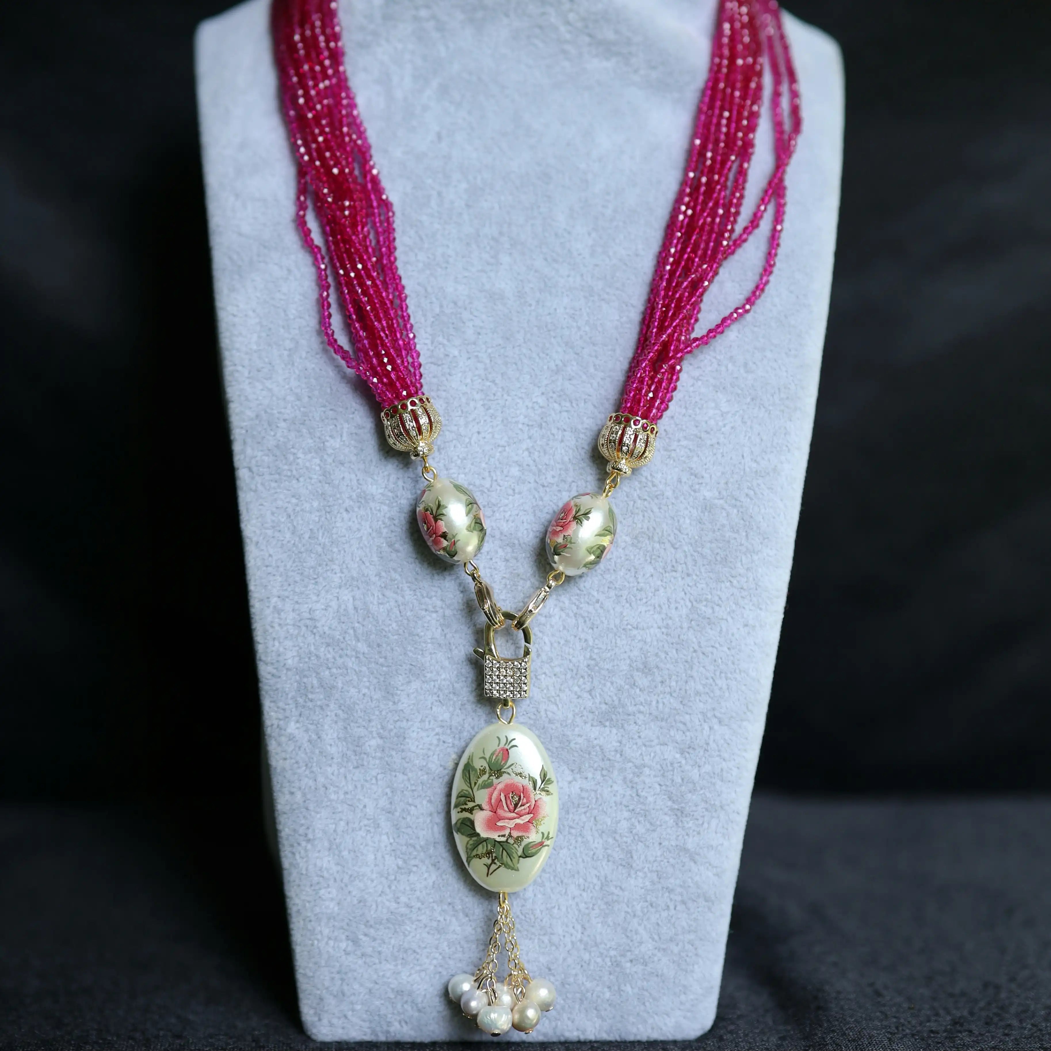 Onyx Floral Pendant Necklace
