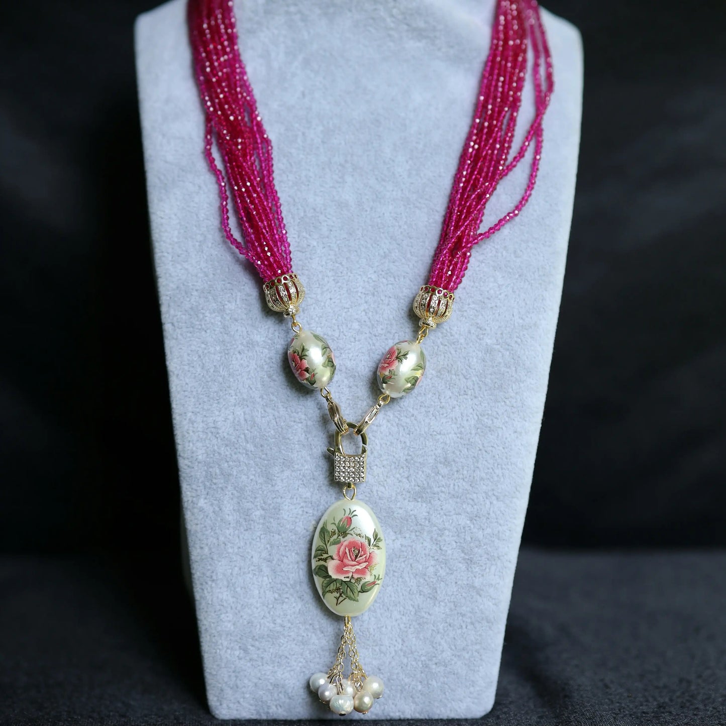 Onyx Floral Pendant Necklace