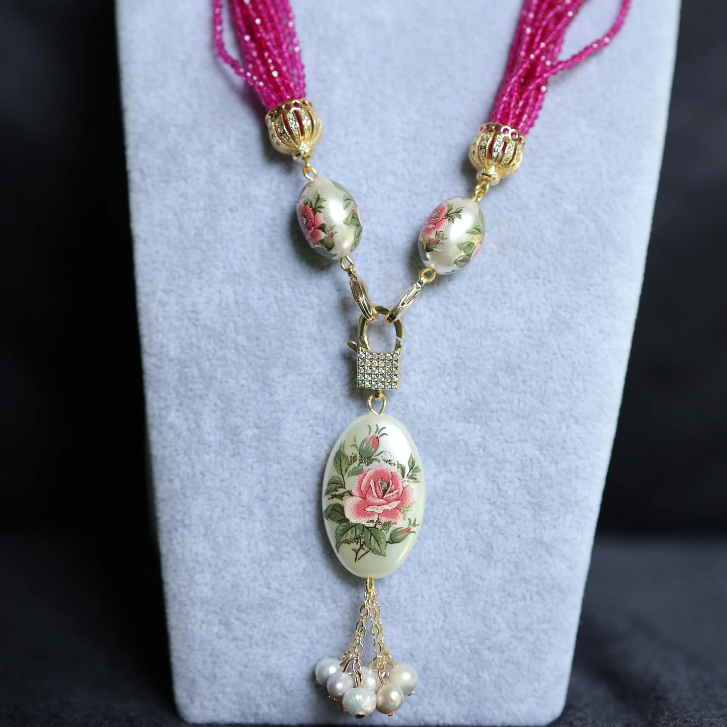 Onyx Floral Pendant Necklace