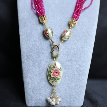 Onyx Floral Pendant Necklace