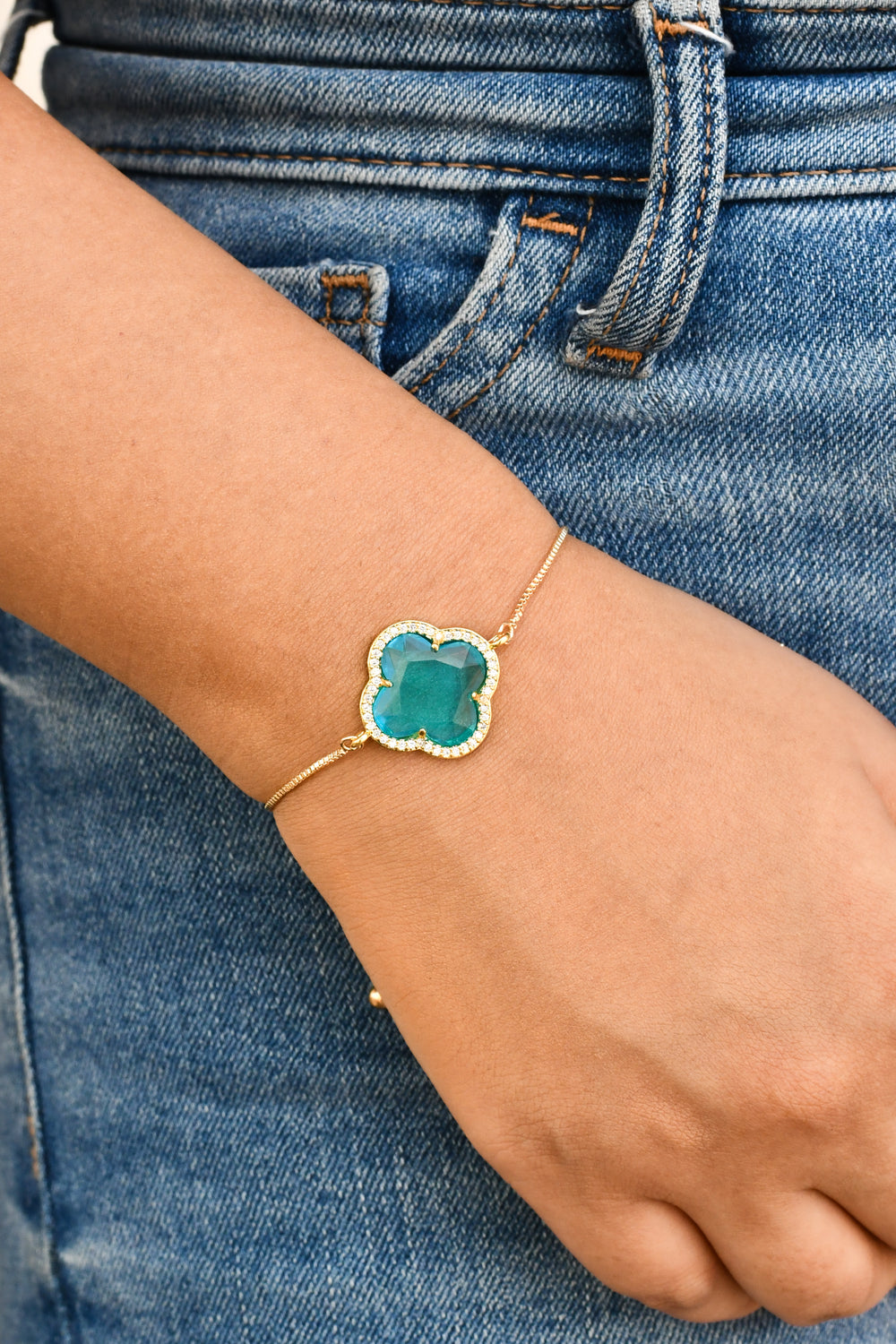 Aqua blue Precious Clover Bracelet