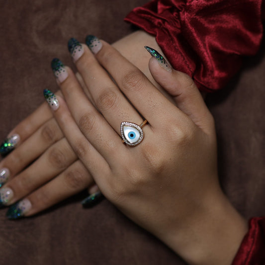 Droplet Evil Eye Ring