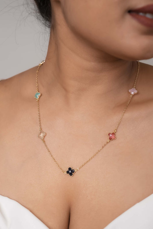 Rainbow Clover Dainty Necklace