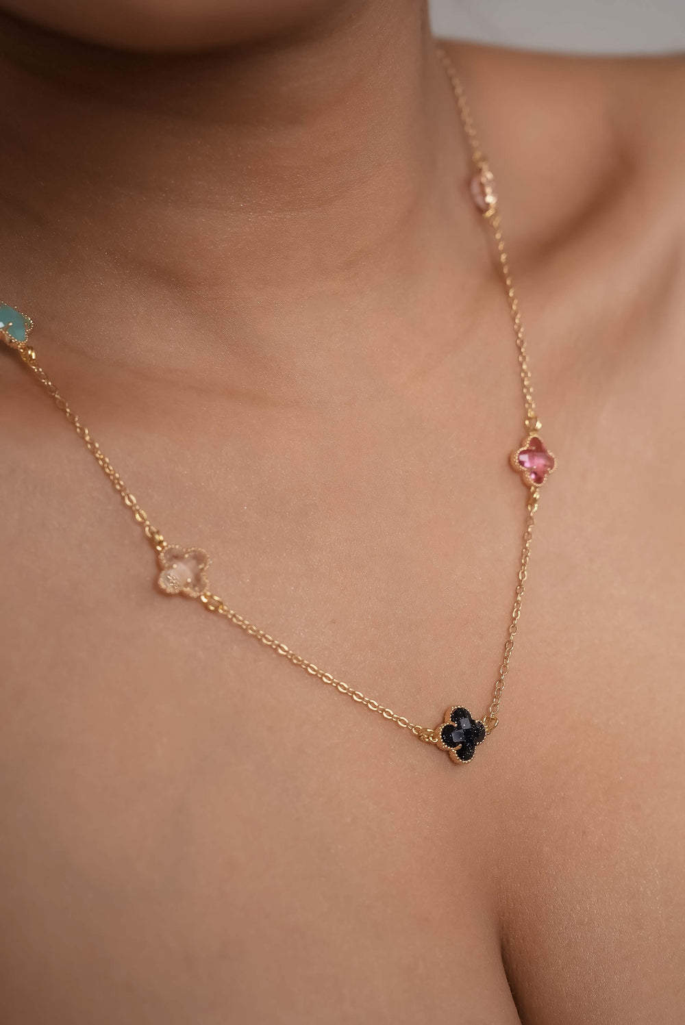 Rainbow Clover Dainty Necklace 1