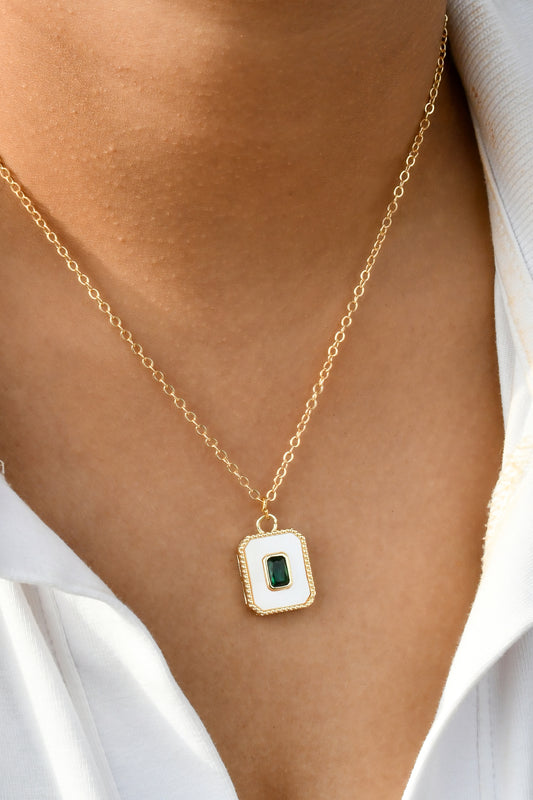 Rectangle green mother of pearl (MOP) Necklace