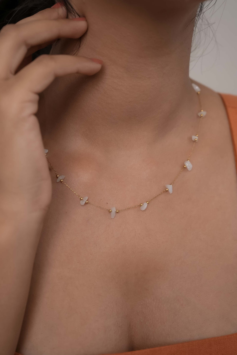 Rose Quartz Chipped Necklace