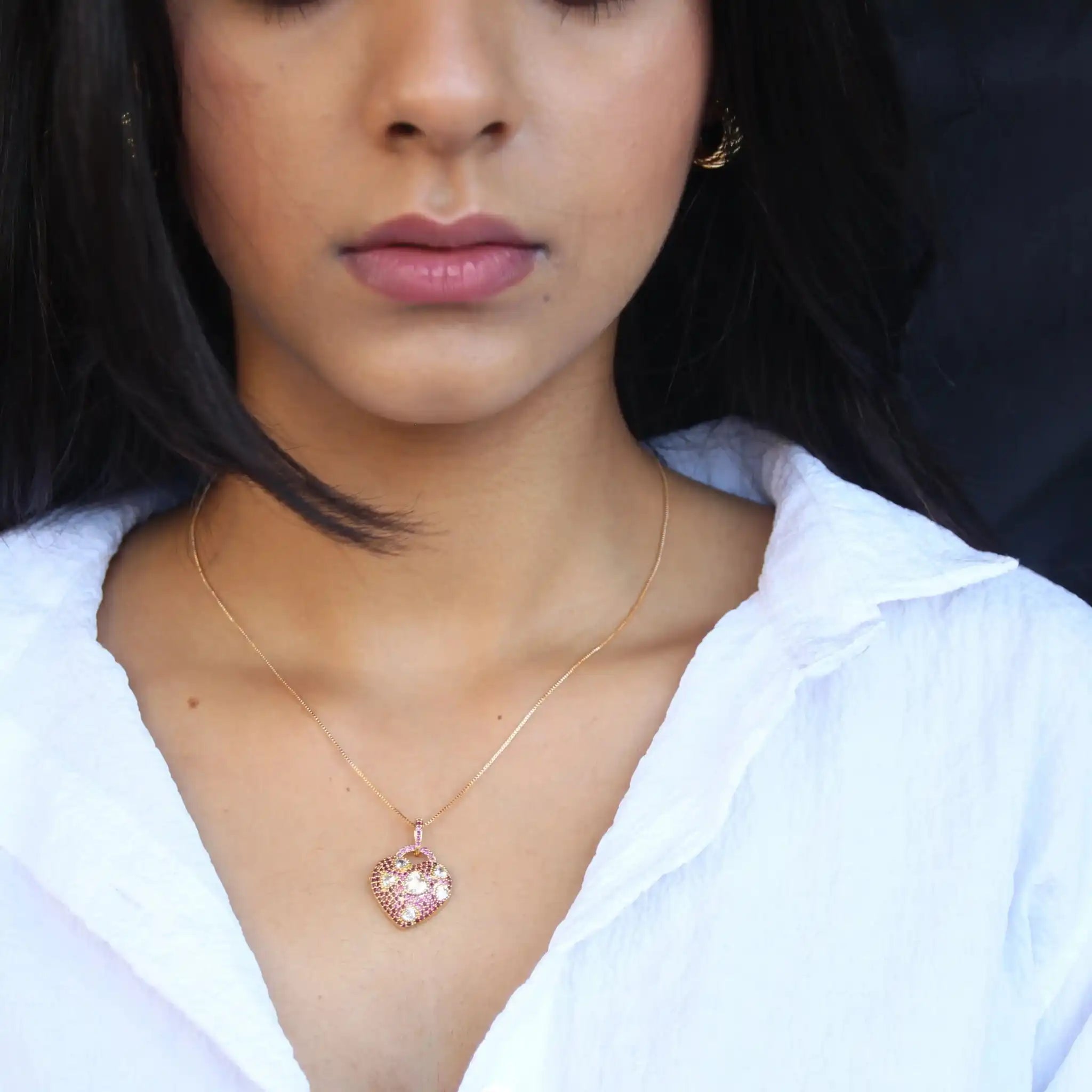 Ruby Heart Pendant Chain