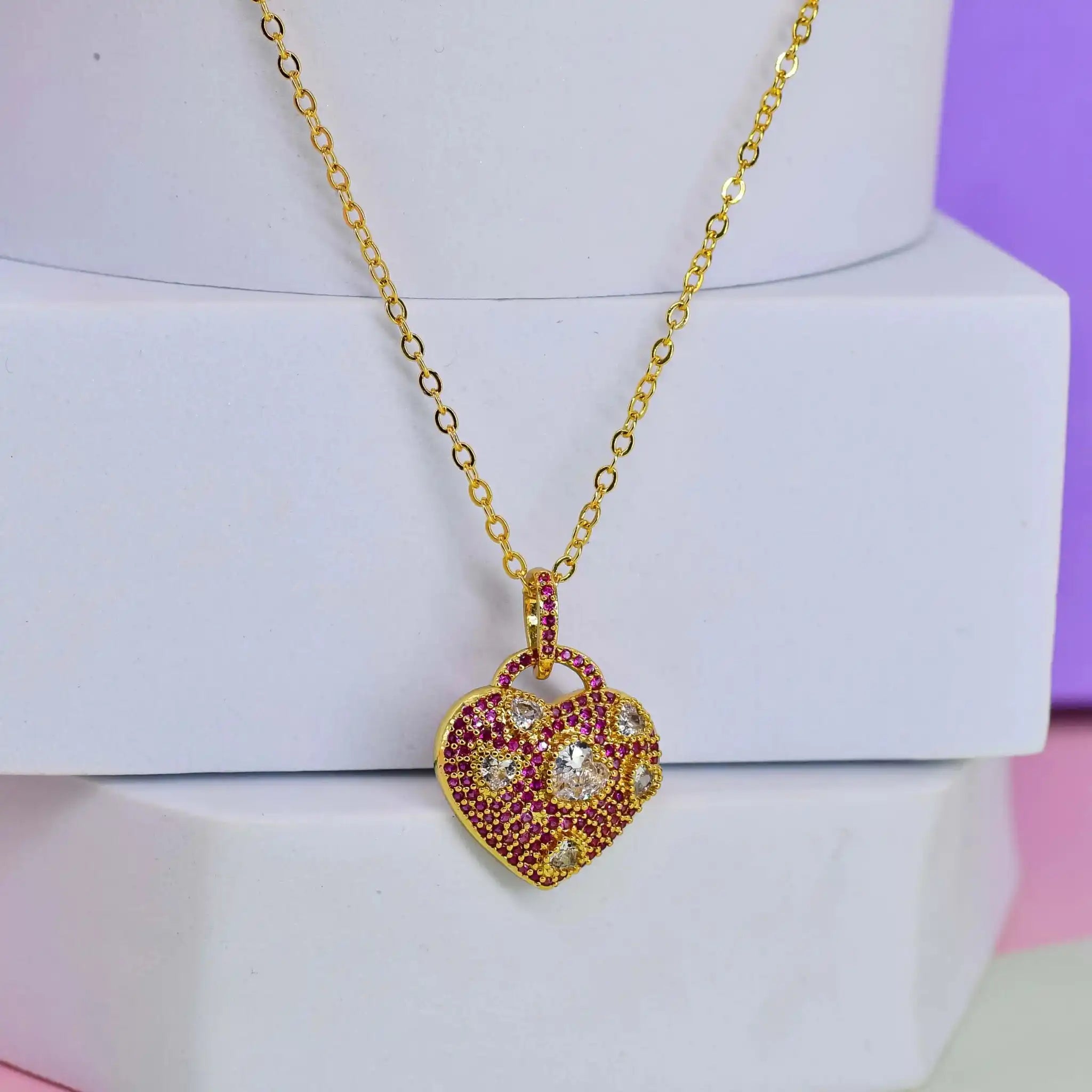Ruby Heart Pendant Chain