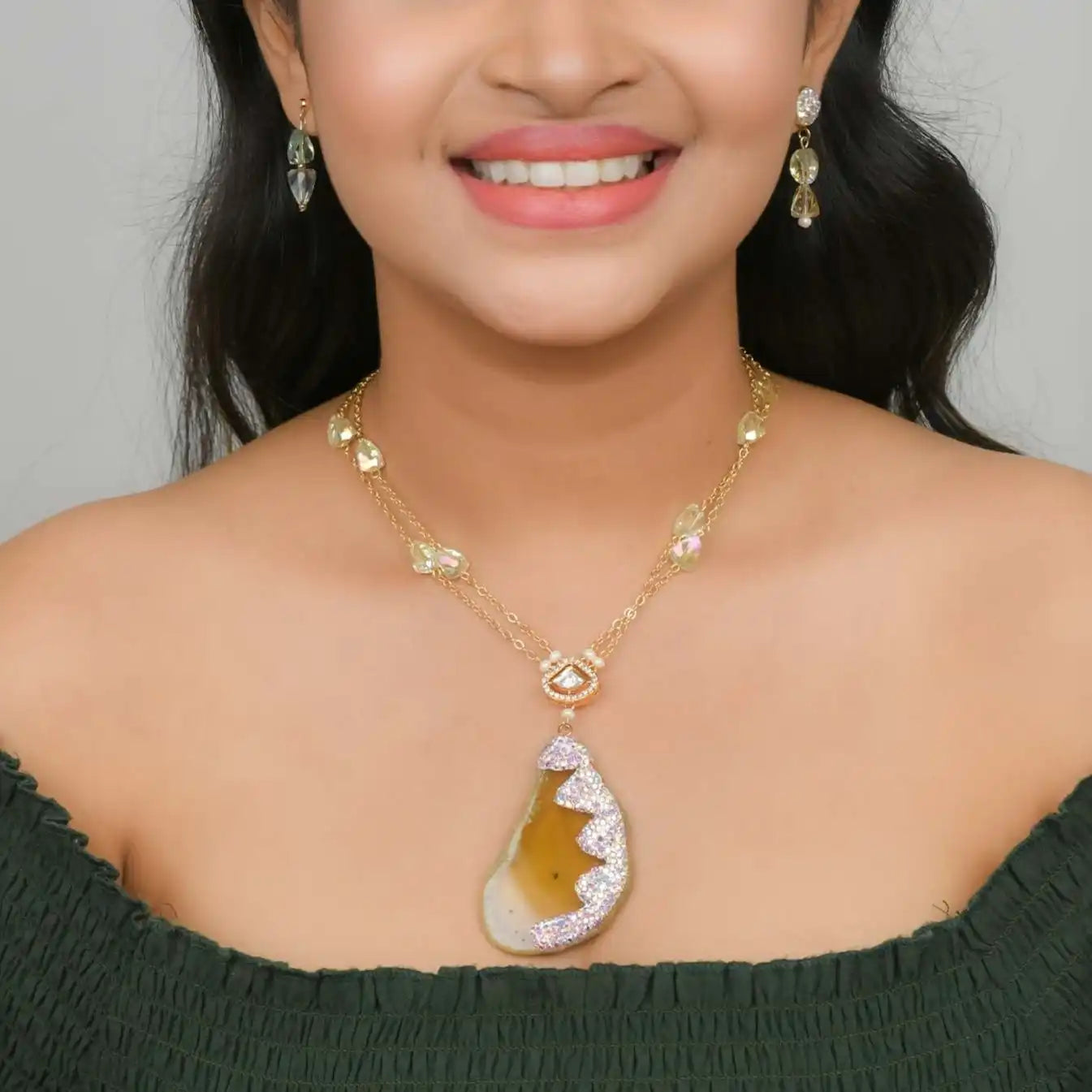 Rustic Agate Kundan Elegance Set