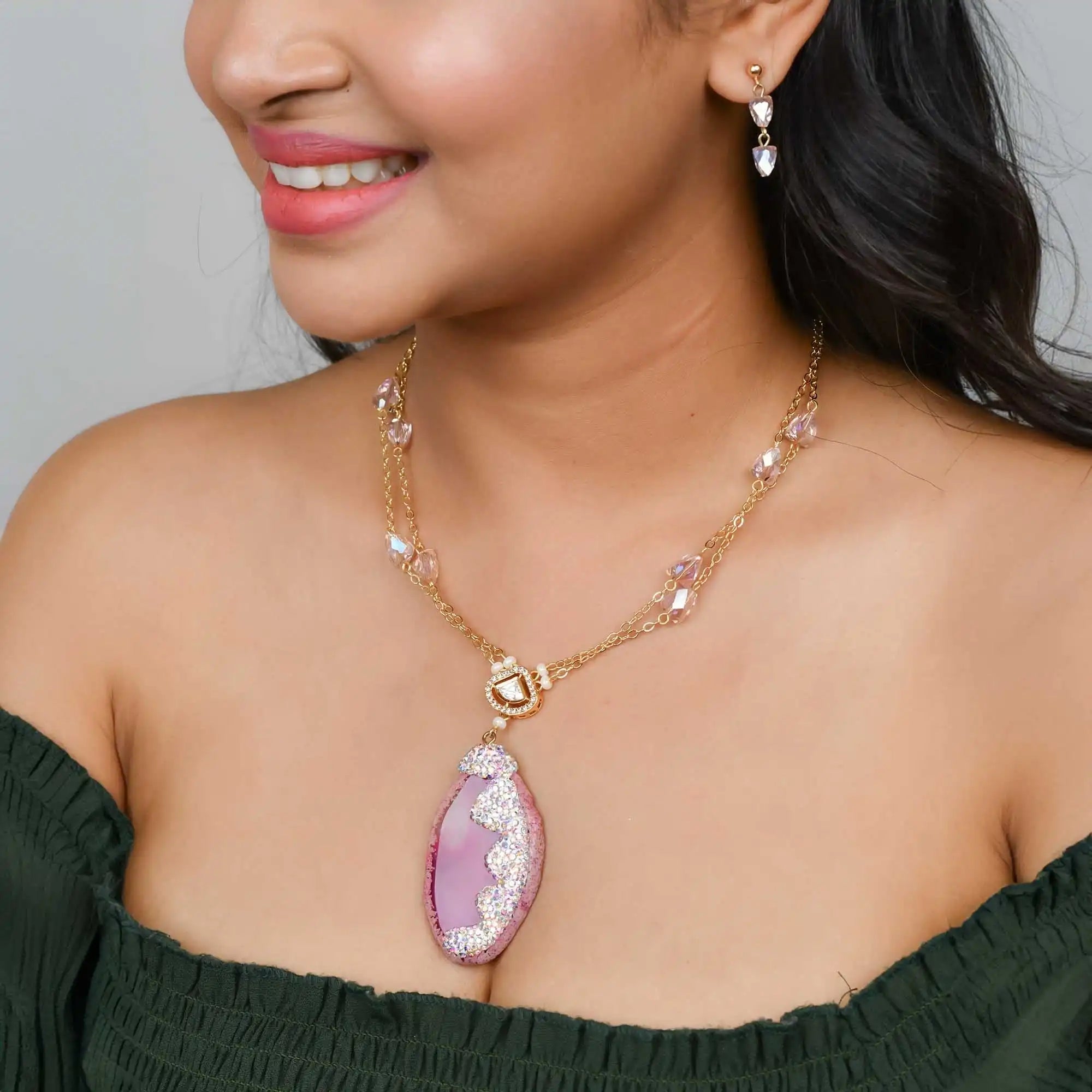 Rustic Agate Kundan Elegance Set
