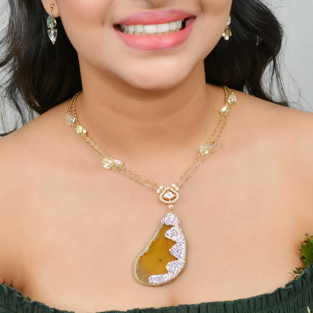 Rustic Agate Kundan Elegance Set