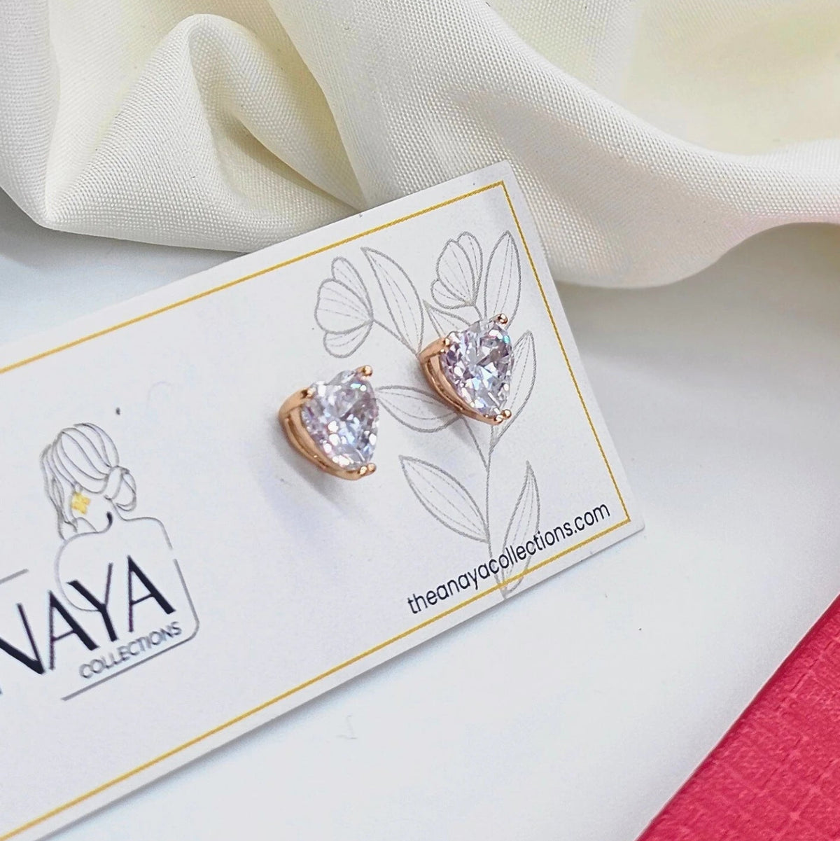 Solitaire Heart Stud Earrings