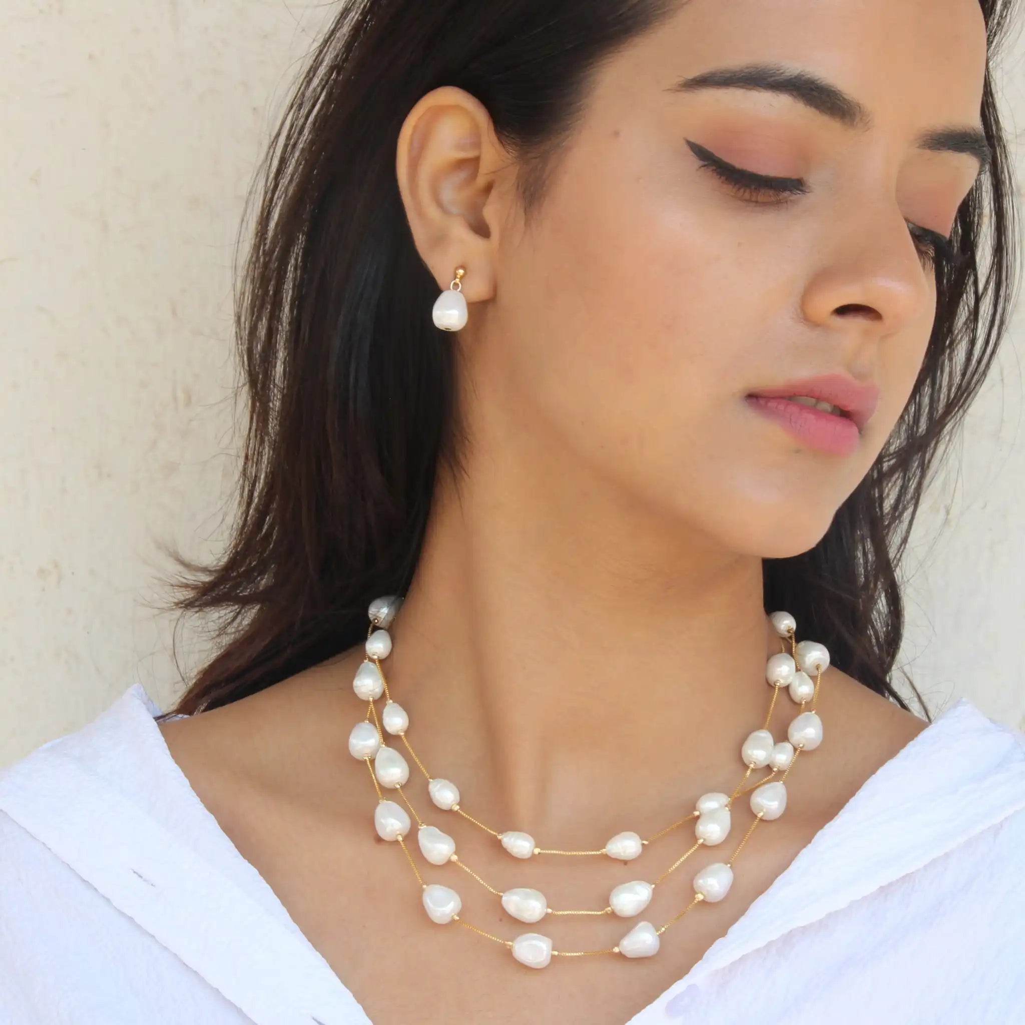 Set of 3 Baroque Pearl Necklace