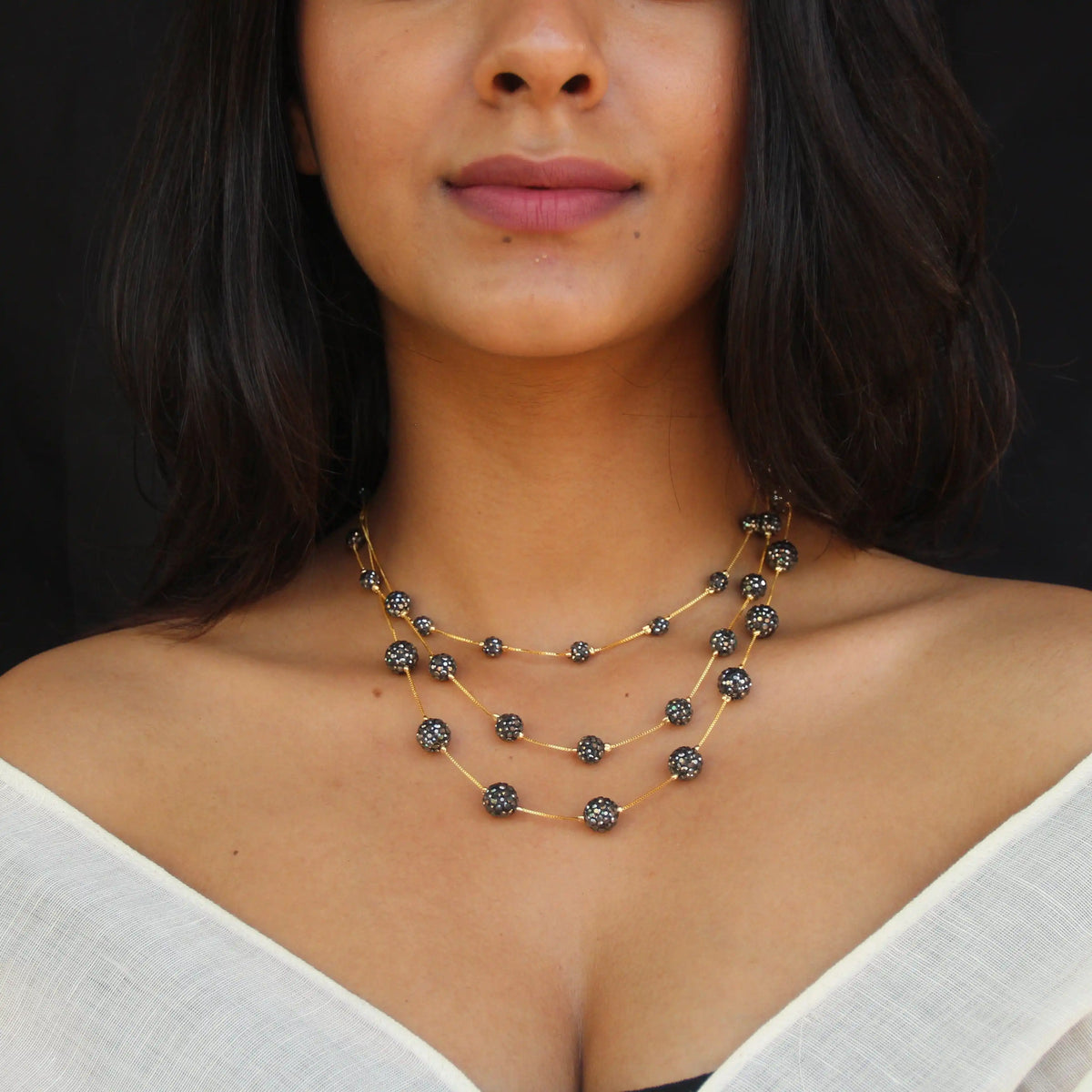 Set of 3 Marcasite Layered Necklace