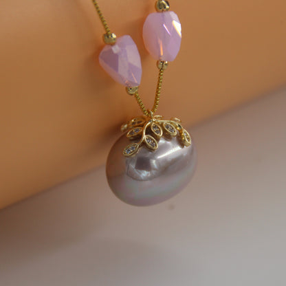 Shell Pearl Delight Dainty Necklace Lavender 1