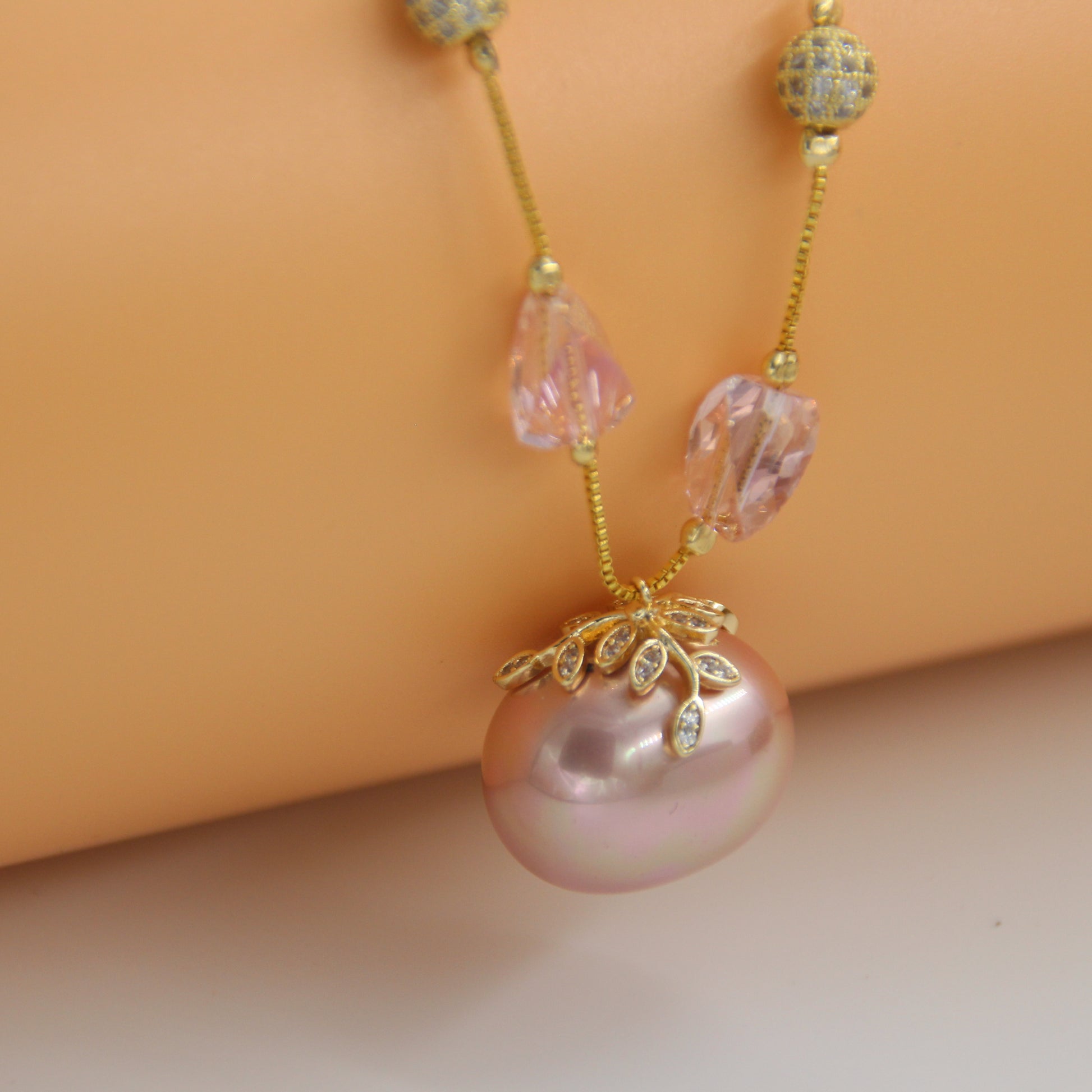 Shell Pearl Delight Dainty Necklace Pink