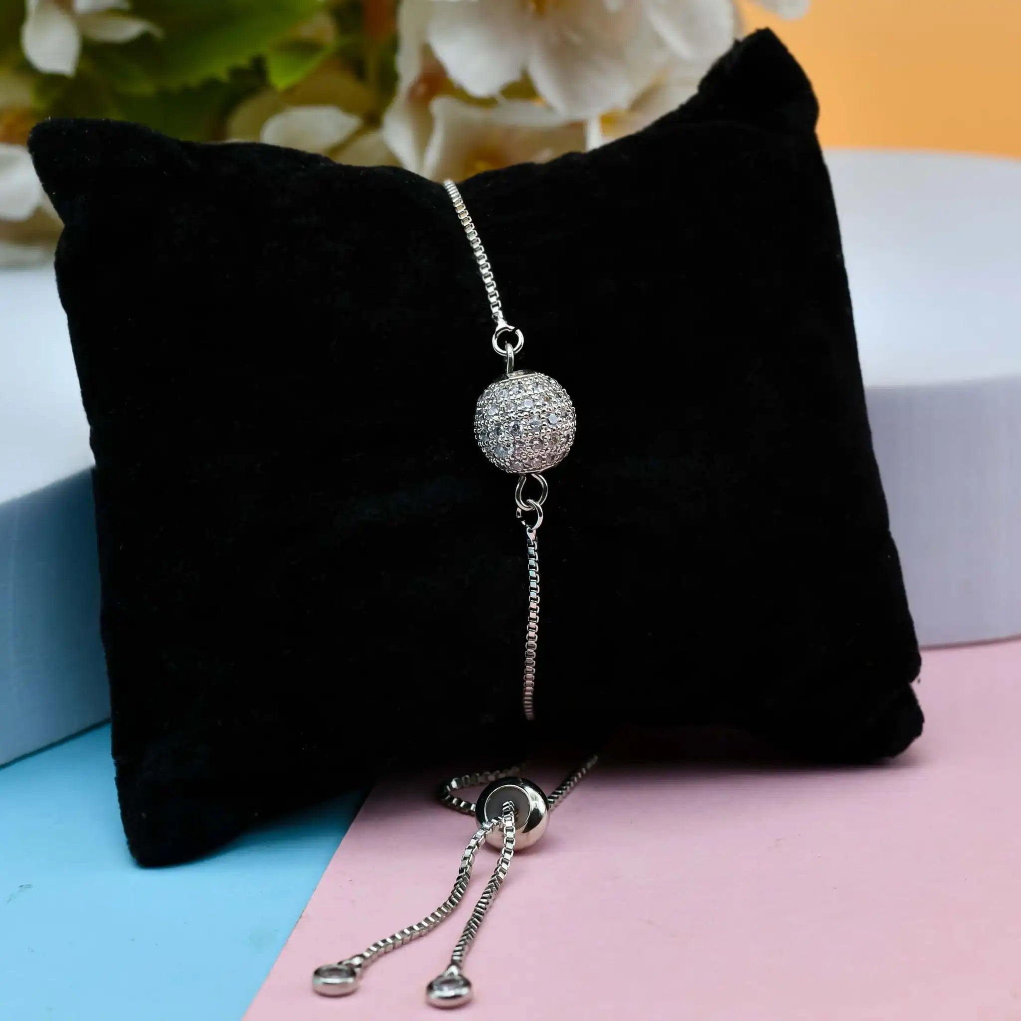 Silver CZ Ball Bracelet