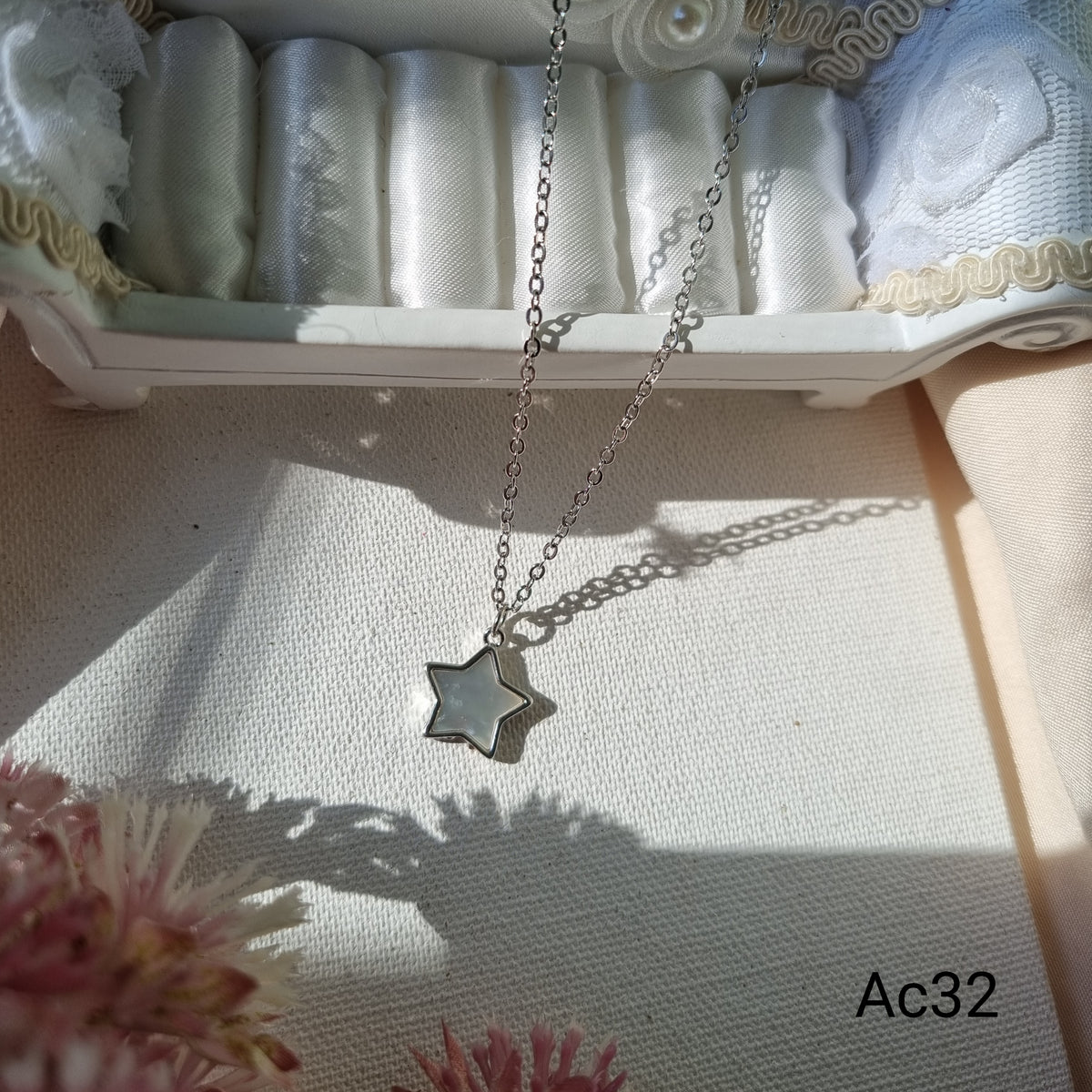 Silver Star Pendant Mother Of Pearl Chain
