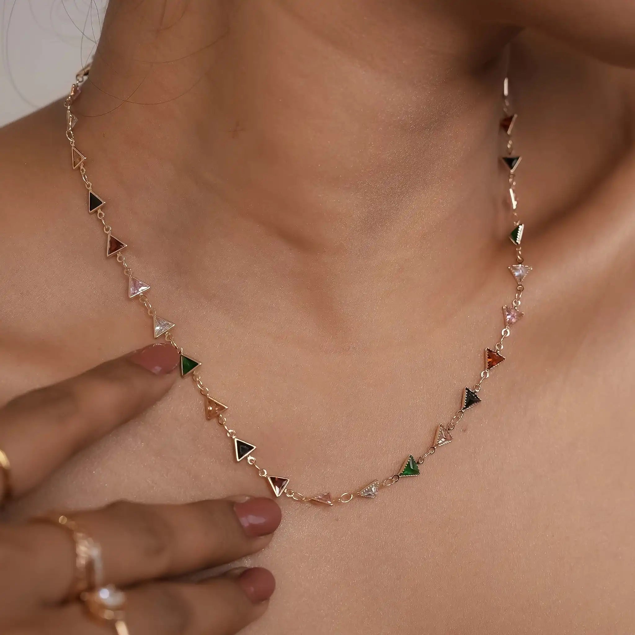 Tiny Triangles Rainbow Necklace