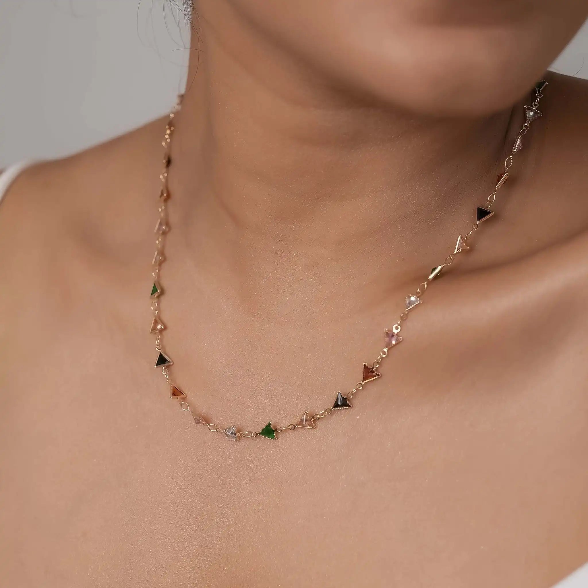 Tiny Triangles Rainbow Necklace