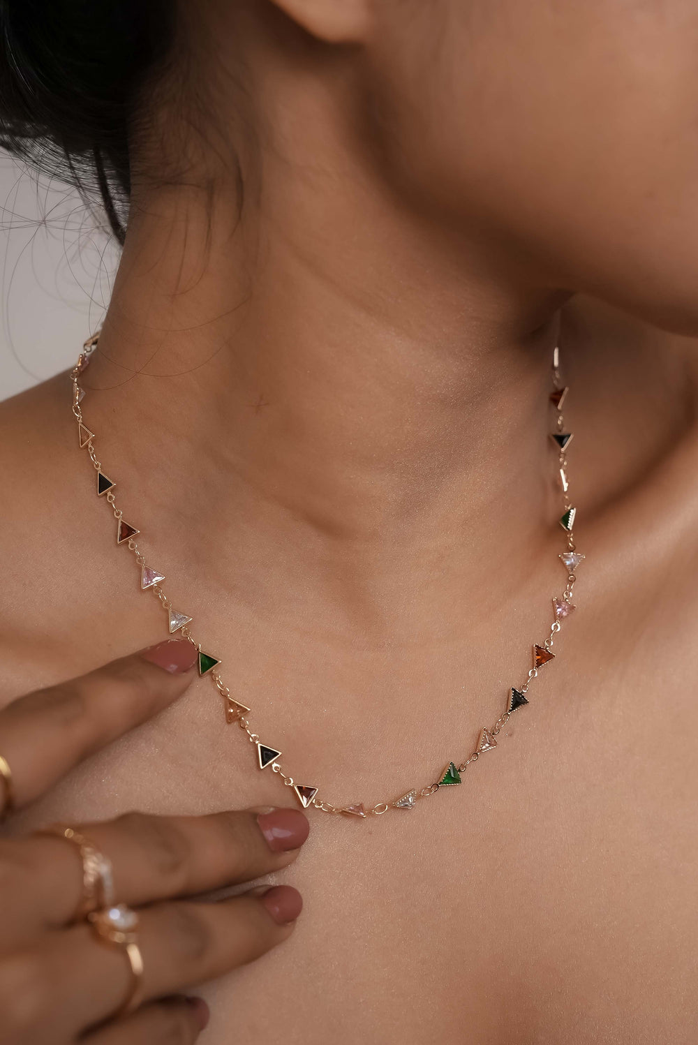 Tiny Triangles Rainbow Necklace