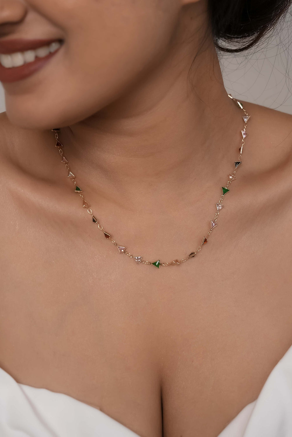 Tiny Triangles Rainbow Necklace
