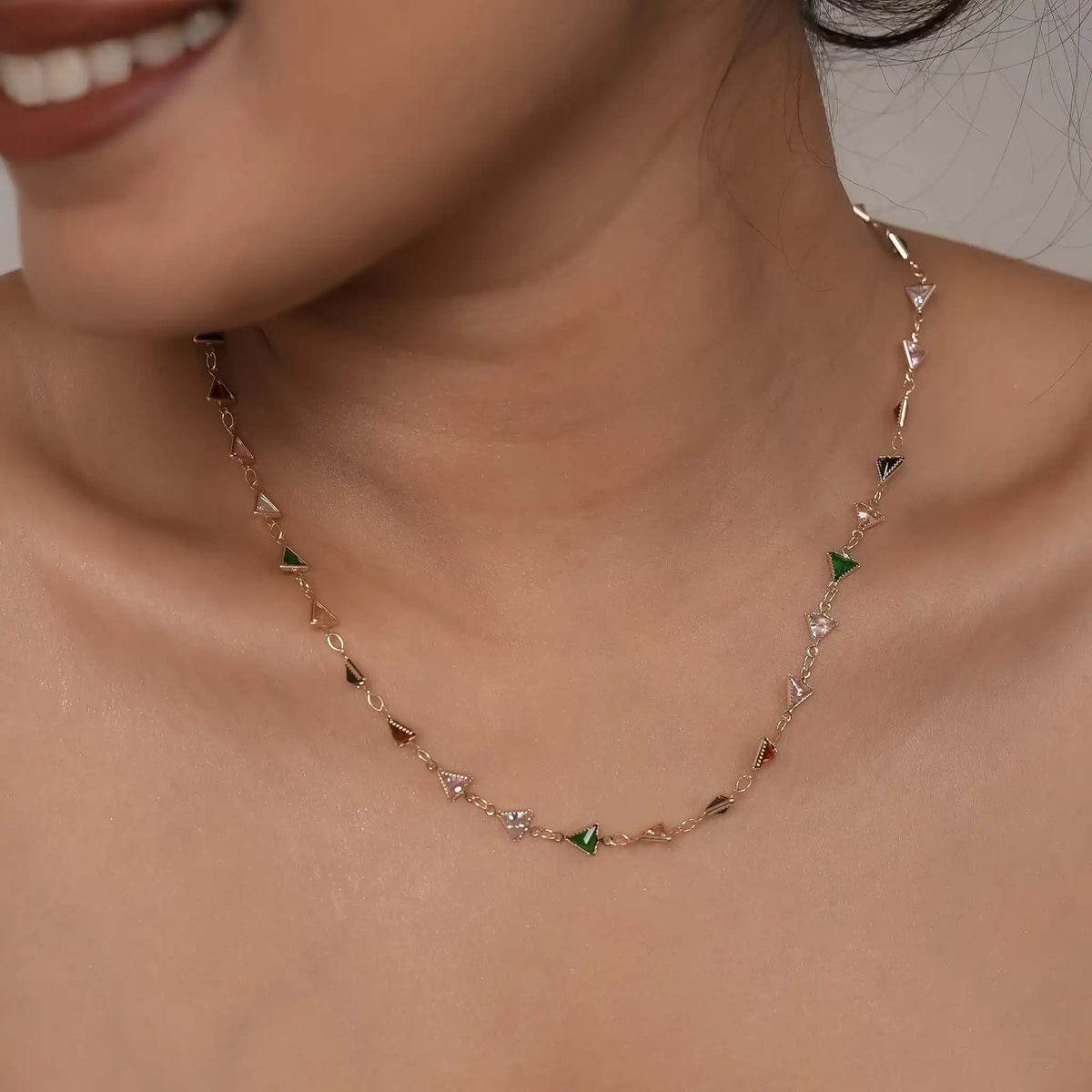 Tiny Triangles Rainbow Necklace