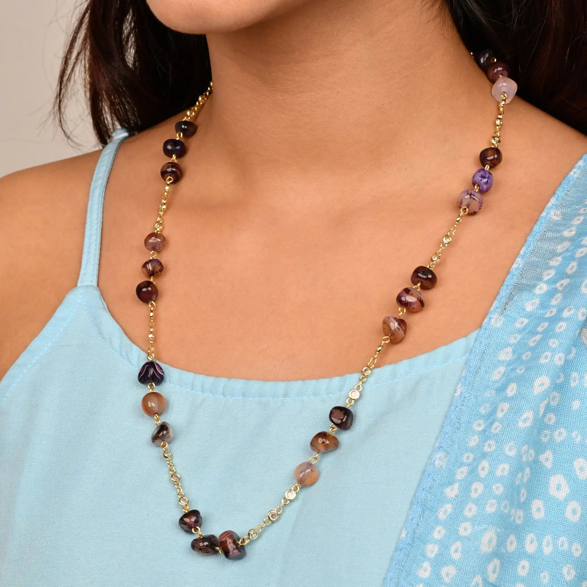 Twilight Fusion Natural Agate Single CZ Set