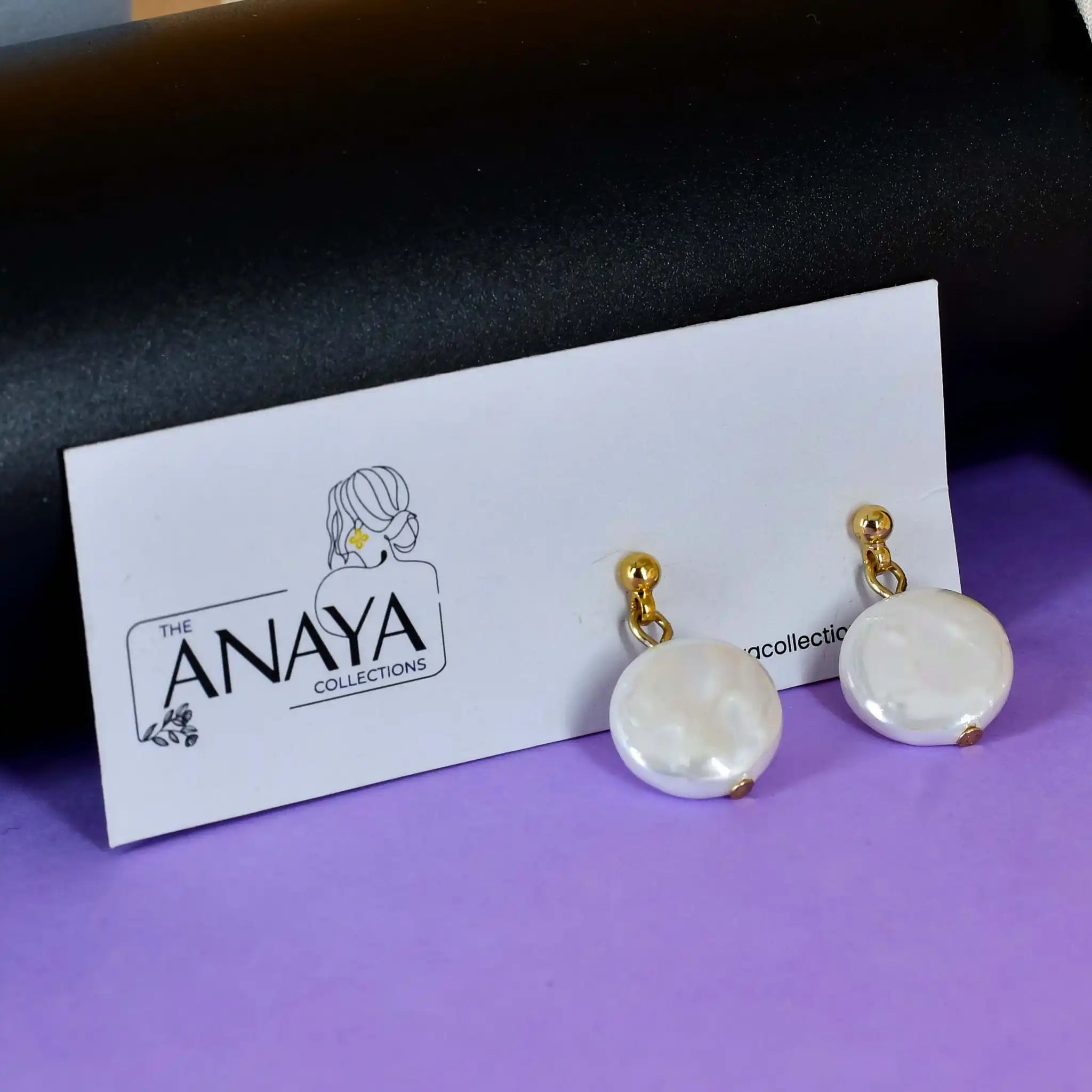 Uncut Round Flat Pearl Earrings