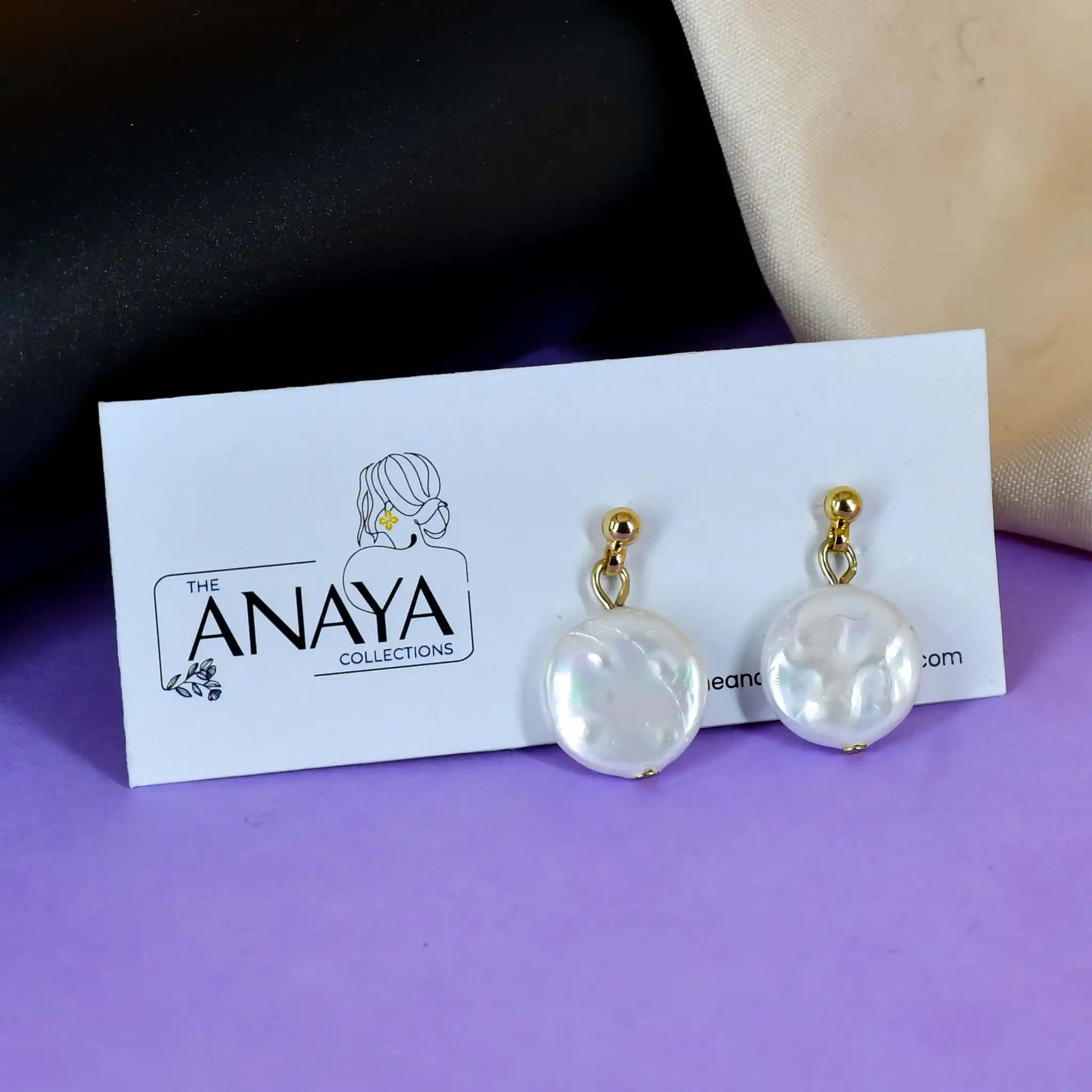 Uncut Round Flat Pearl Earrings