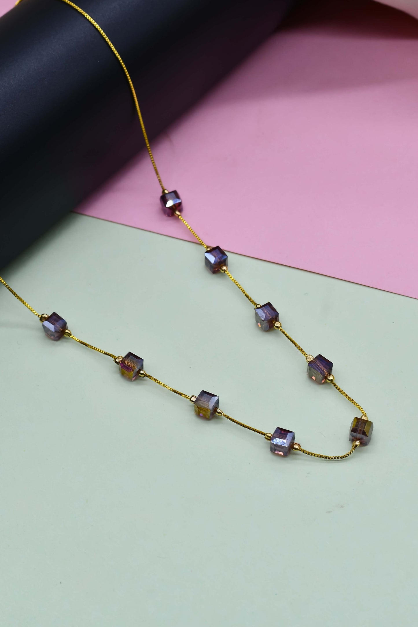 Cuboid Beaded Dainty Necklace