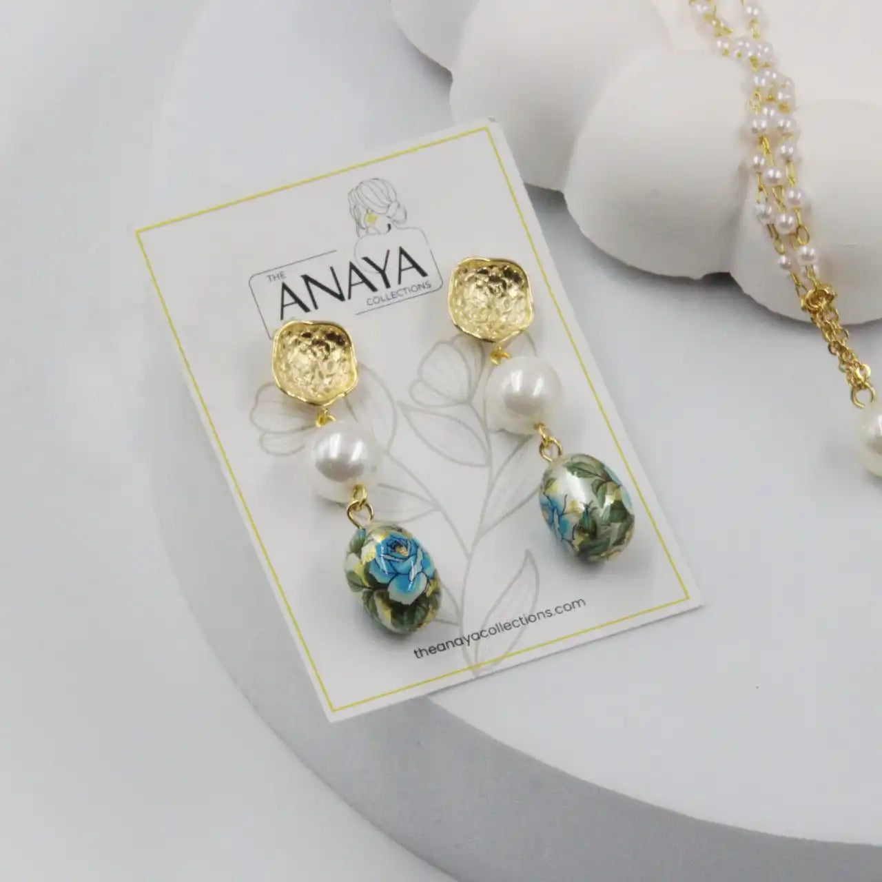Eternal Bloom Japanese Decal Pearl Earrings