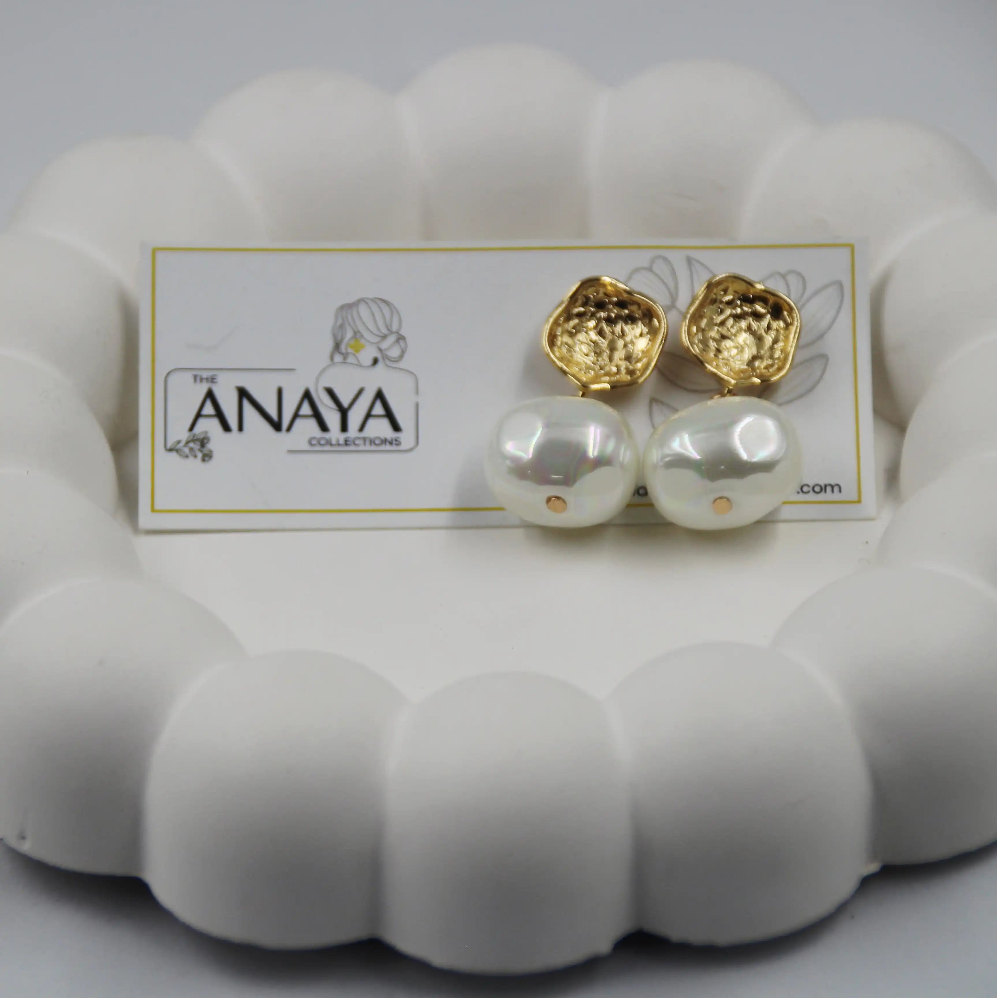 Uncut Shell Pearl Earrings