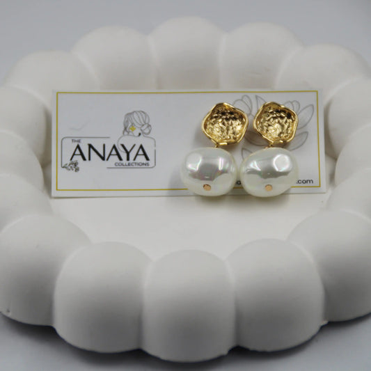 Uncut Shell Pearl Earrings