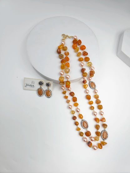 Double Line Agates With Baroque Set