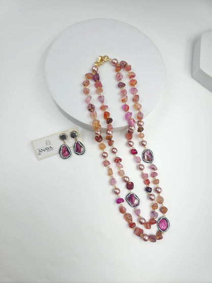 Double Line Agates With Baroque Set