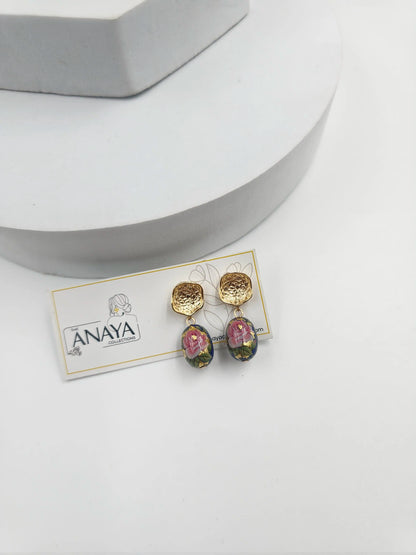 Floral Decal Beads Elegance Earrings