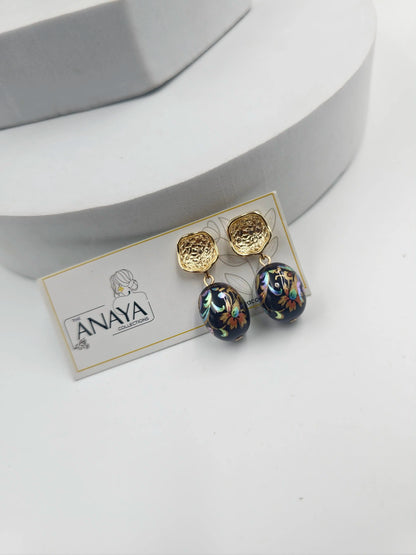 Floral Decal Beads Elegance Earrings