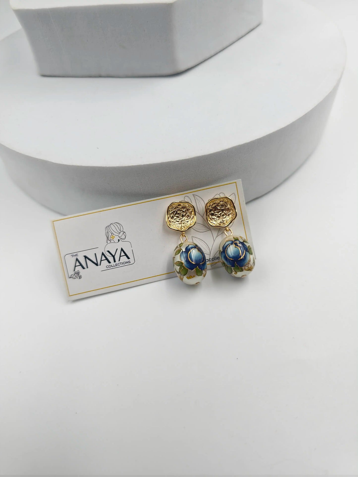 Floral Decal Beads Elegance Earrings