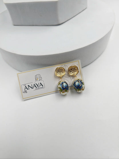 Floral Decal Beads Elegance Earrings