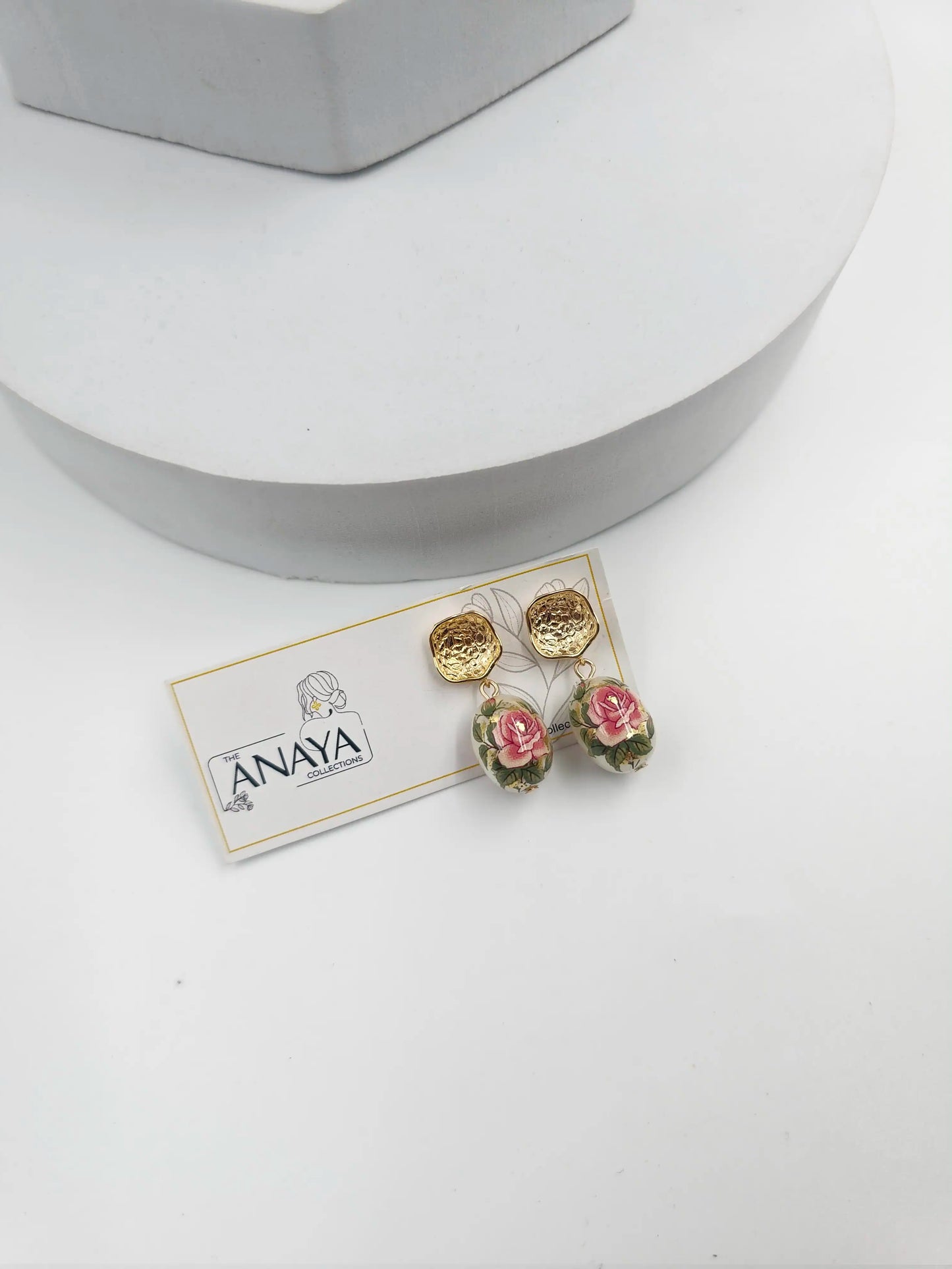 Floral Decal Beads Elegance Earrings