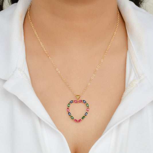 Tri-Coloured Hollow Heart Chain