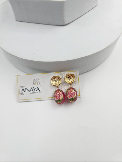 Floral Decal Beads Elegance Earrings