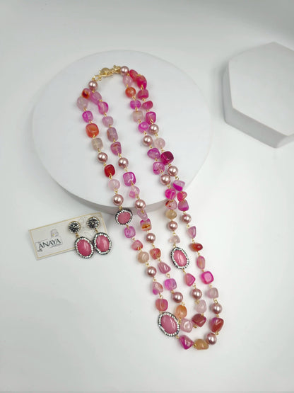 Double Line Agates With Baroque Set