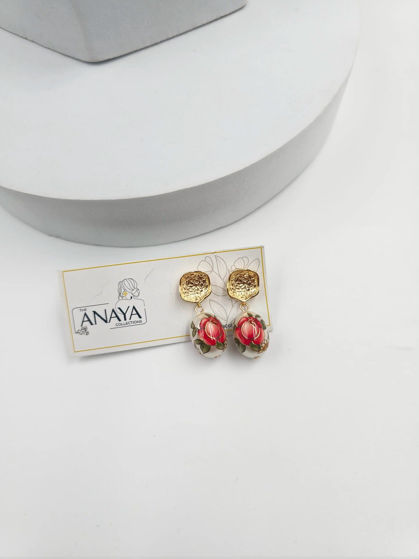 Floral Decal Beads Elegance Earrings