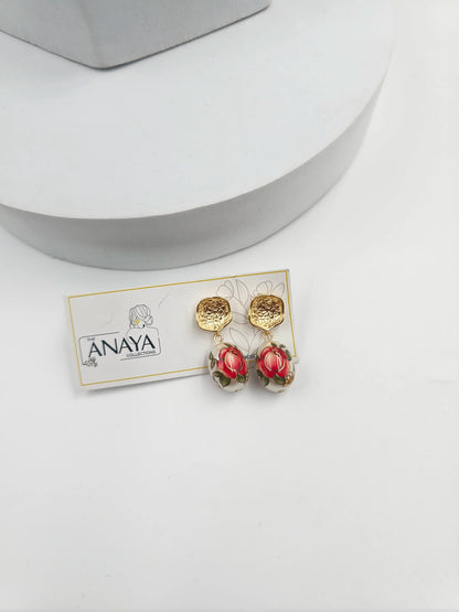 Floral Decal Beads Elegance Earrings